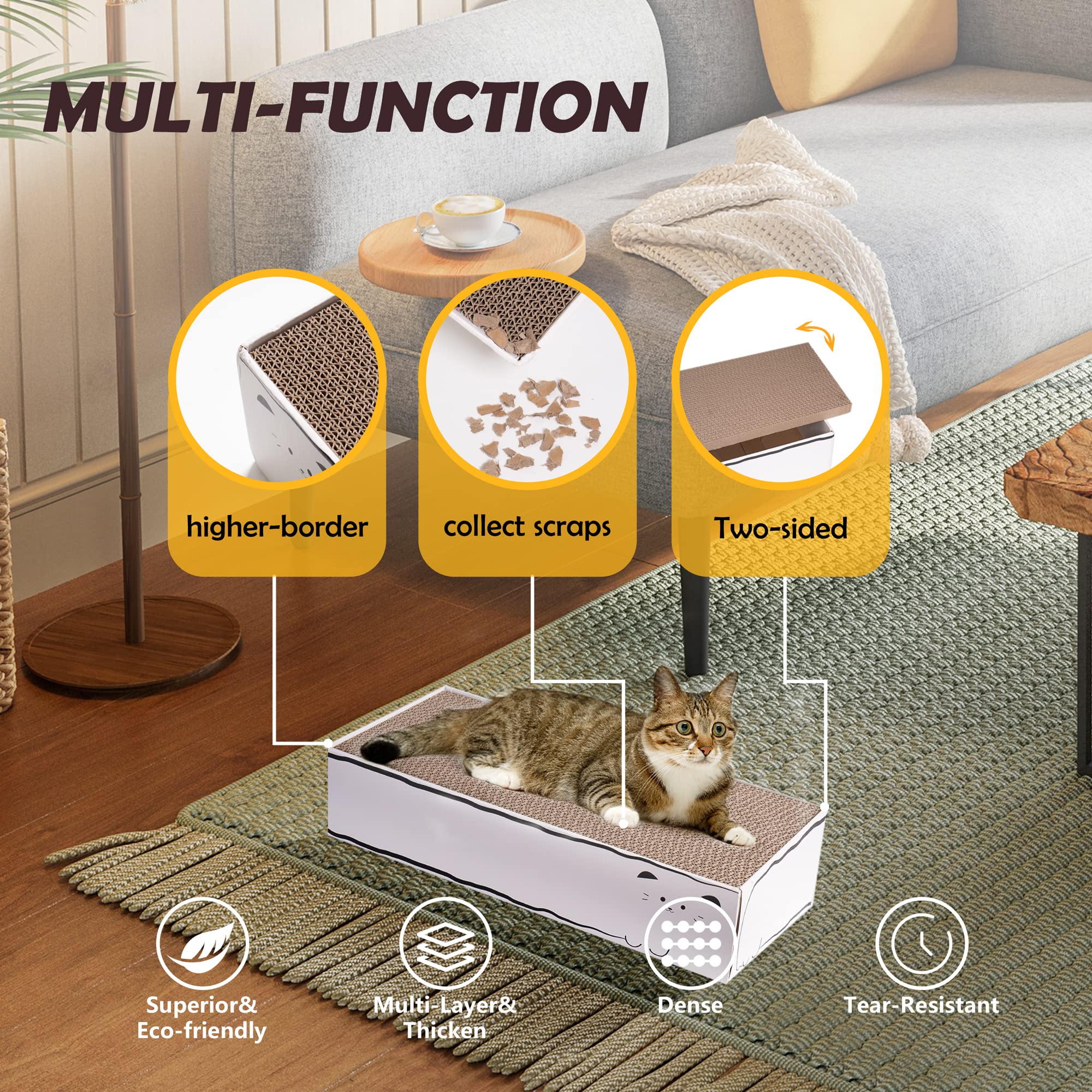 Smartbean Cat Scratcher Pad top view highlights reversible design for double use.