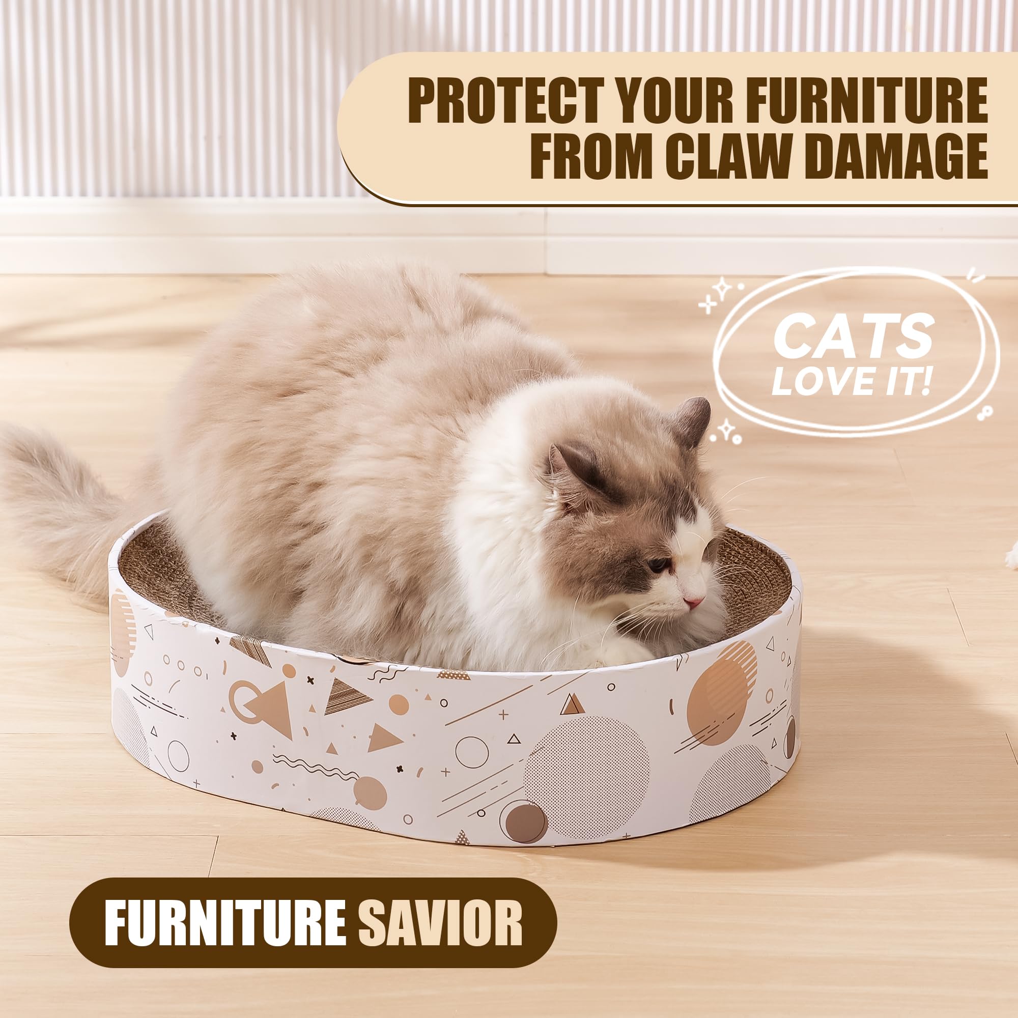 SMARTBEAN compact-16-5x13x3-5in cat scratch pad fits neatly in any room.