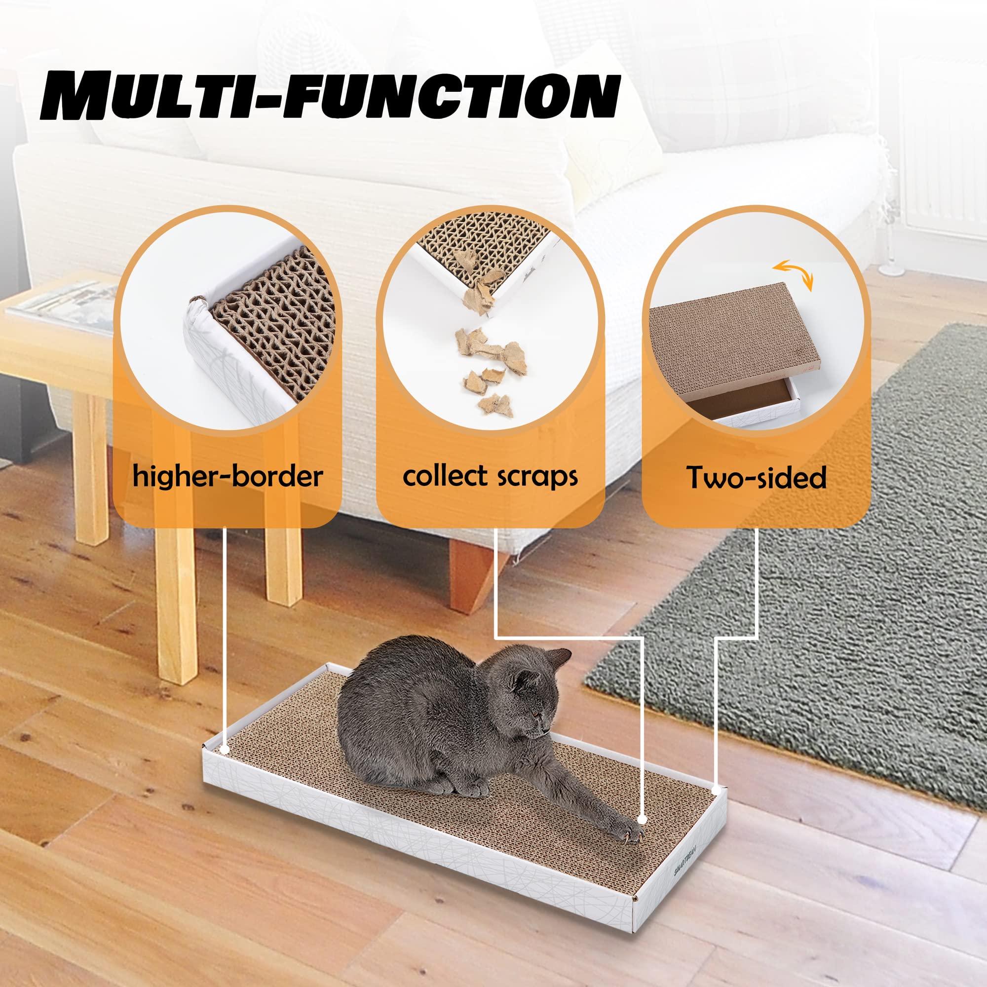 Smartbean durable corrugated cardboard scratcher stands up to daily play.