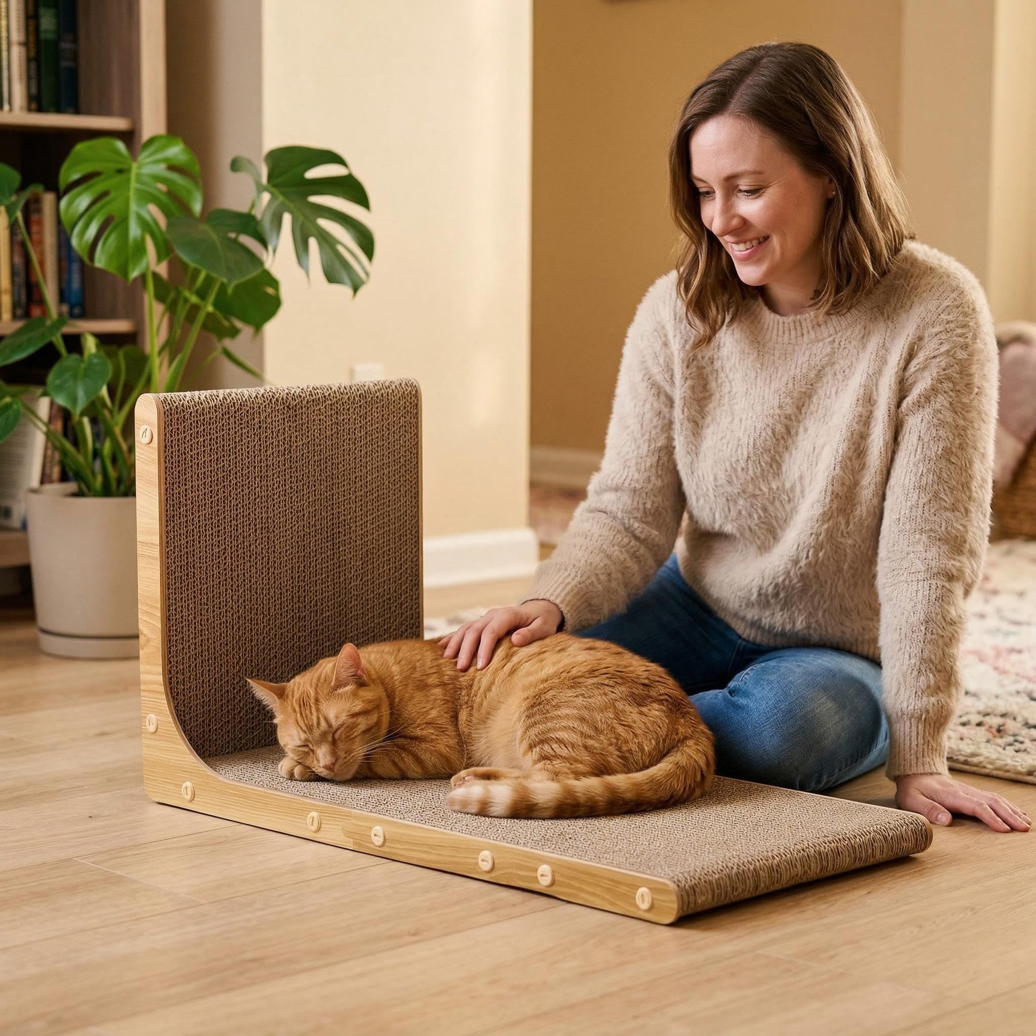 SMARTBEAN multi-use scratching area doubles as resting spot for indoor cats