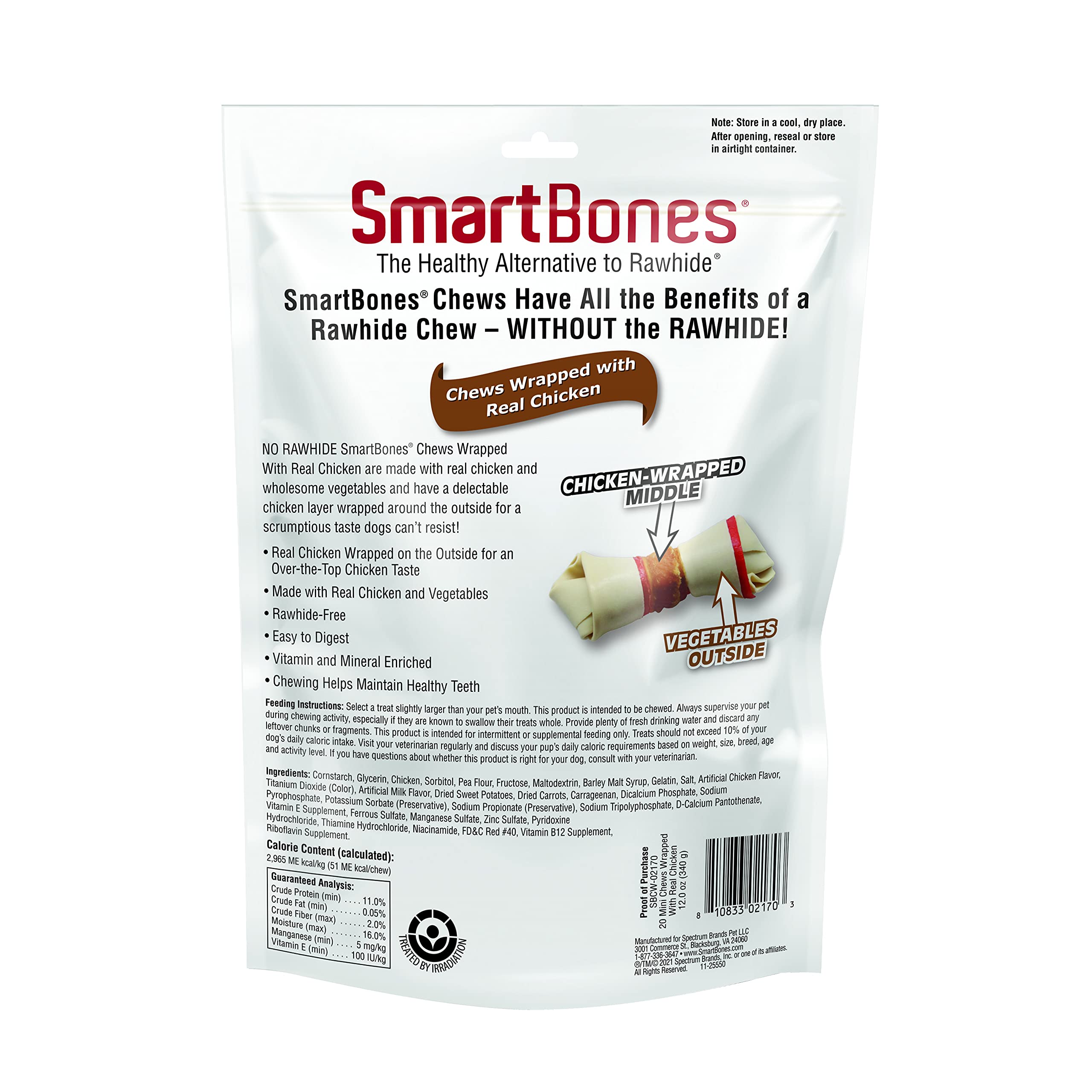SmartBones Chicken-Wrapped Sticks close-up reveals chicken layer around the chew