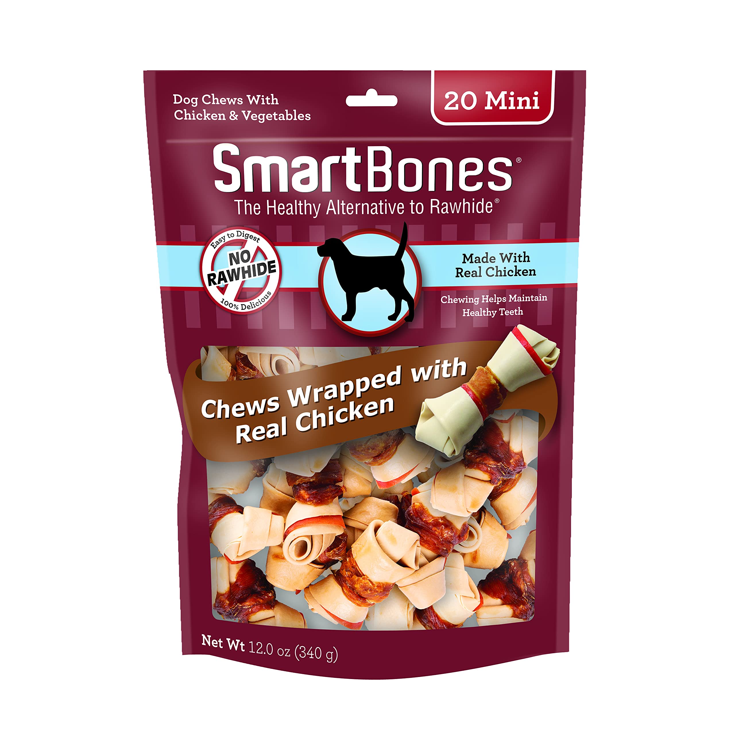 SmartBones Chicken-Wrapped Sticks pack front showing rawhide-free chews