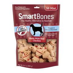 SmartBones Mini Bones 56-count pack with real chicken.