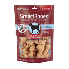 SmartBones Mini Bones real chicken front-pack image highlighting rawhide-free chews