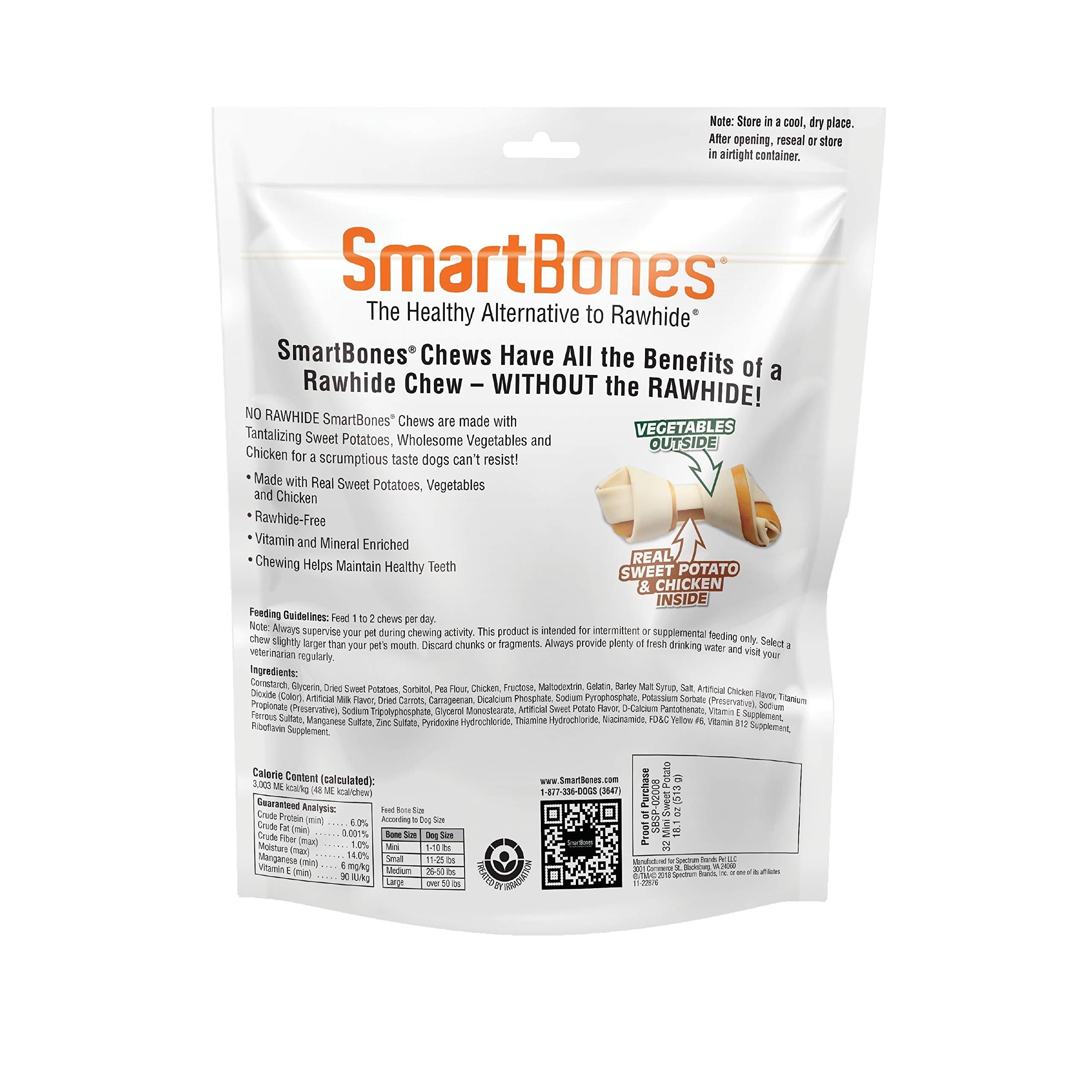 SmartBones Mini Chews bone-shaped treats, satisfying chewing needs without rawhide.