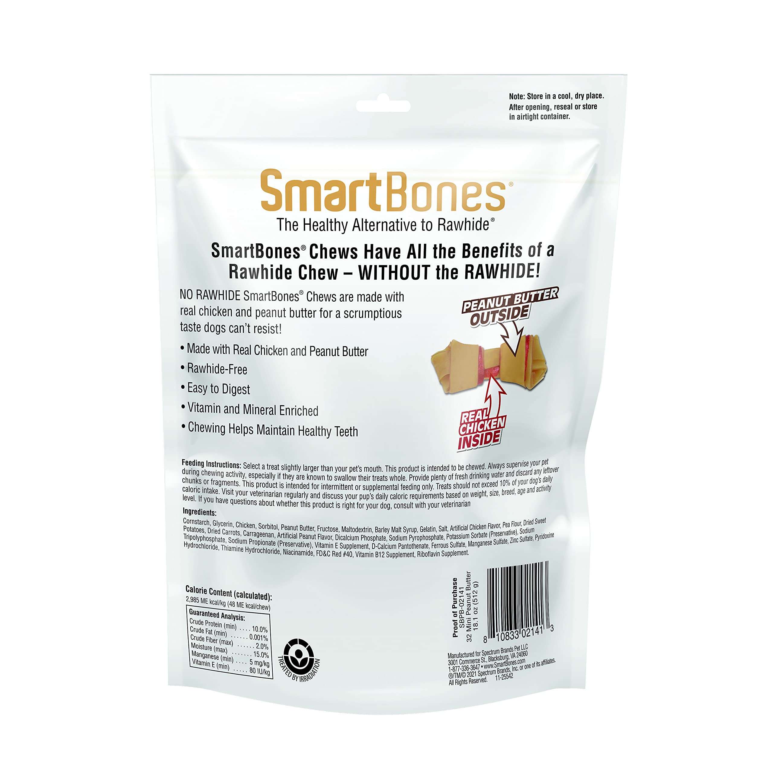 SmartBones Mini Chews feature real chicken inside for a digestible dog treat.