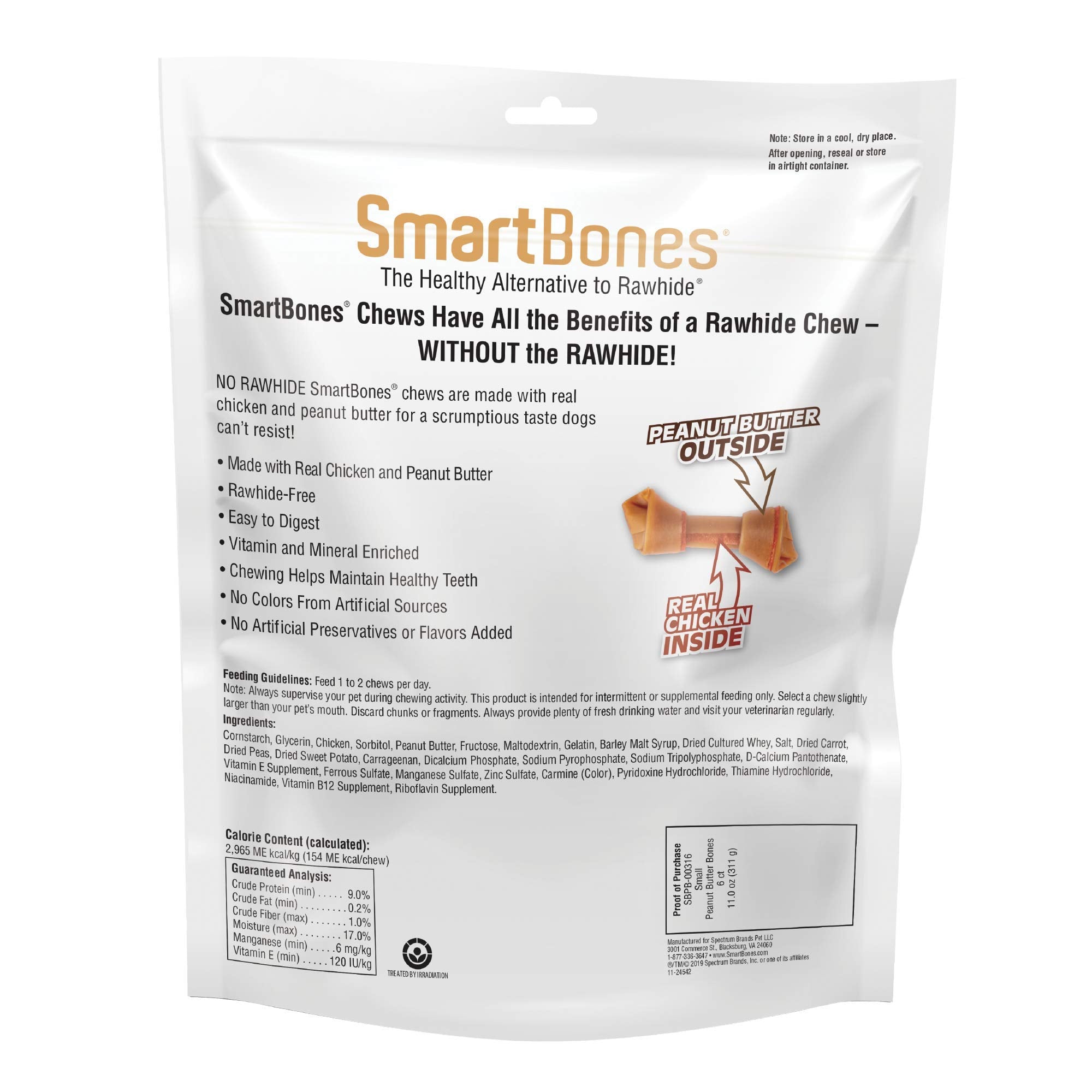 Closeup of SmartBones chew, no rawhide, easy to digest.