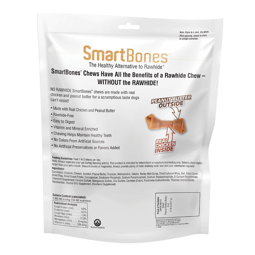 Closeup of SmartBones chew, no rawhide, easy to digest.