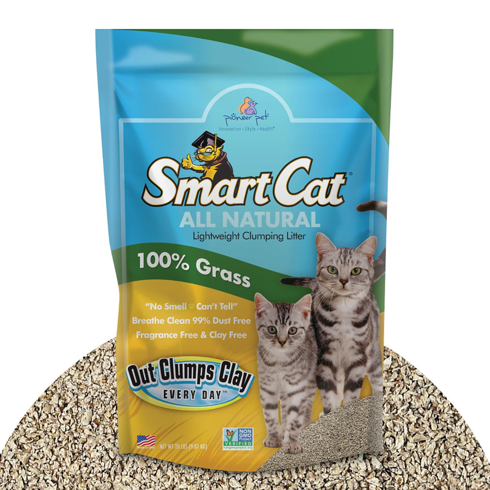 SmartCat all natural clumping litter in a 20lb bag offers strong clumps and lightweight handling.