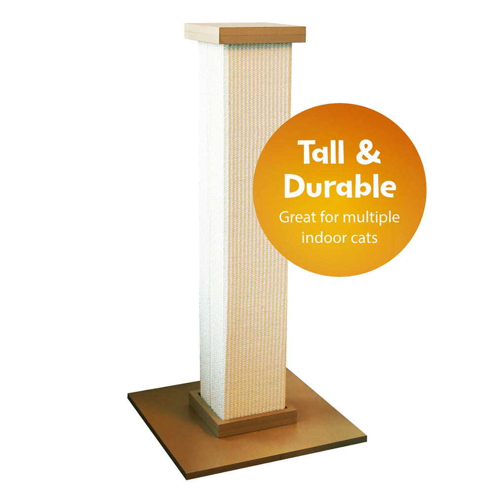 SmartCat Pioneer Pet Ultimate Scratching Post beige room setting complements decor and play