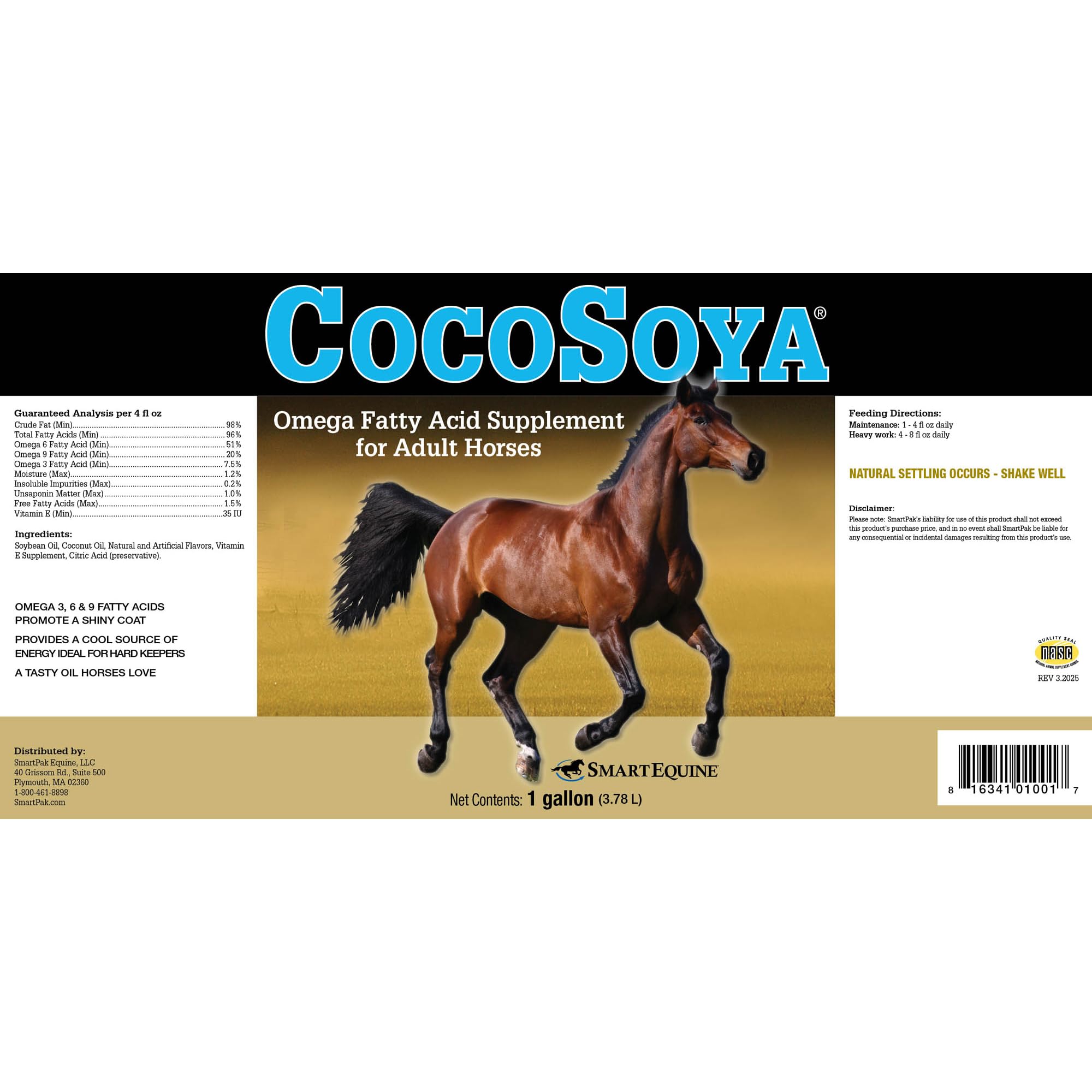 SmartEquine CocoSoya Oil on horse coat hints at nourishment and shine.