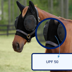 SmartEquine Comfort Fly Mask fine mesh around ears provides light protection