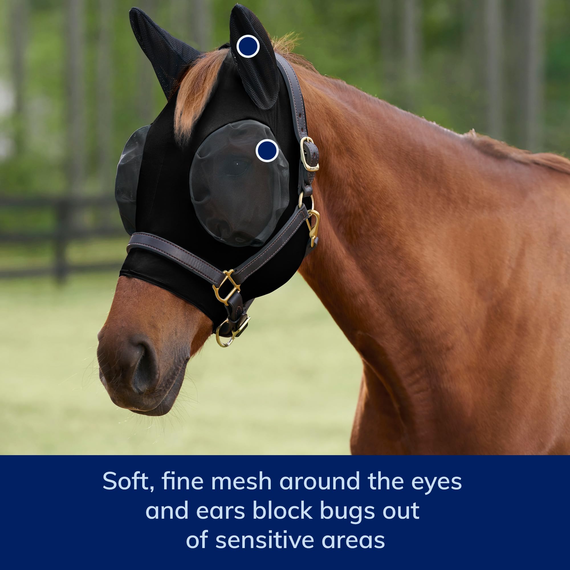 SmartEquine Comfort Fly Mask forelock hole detail for mane clearance