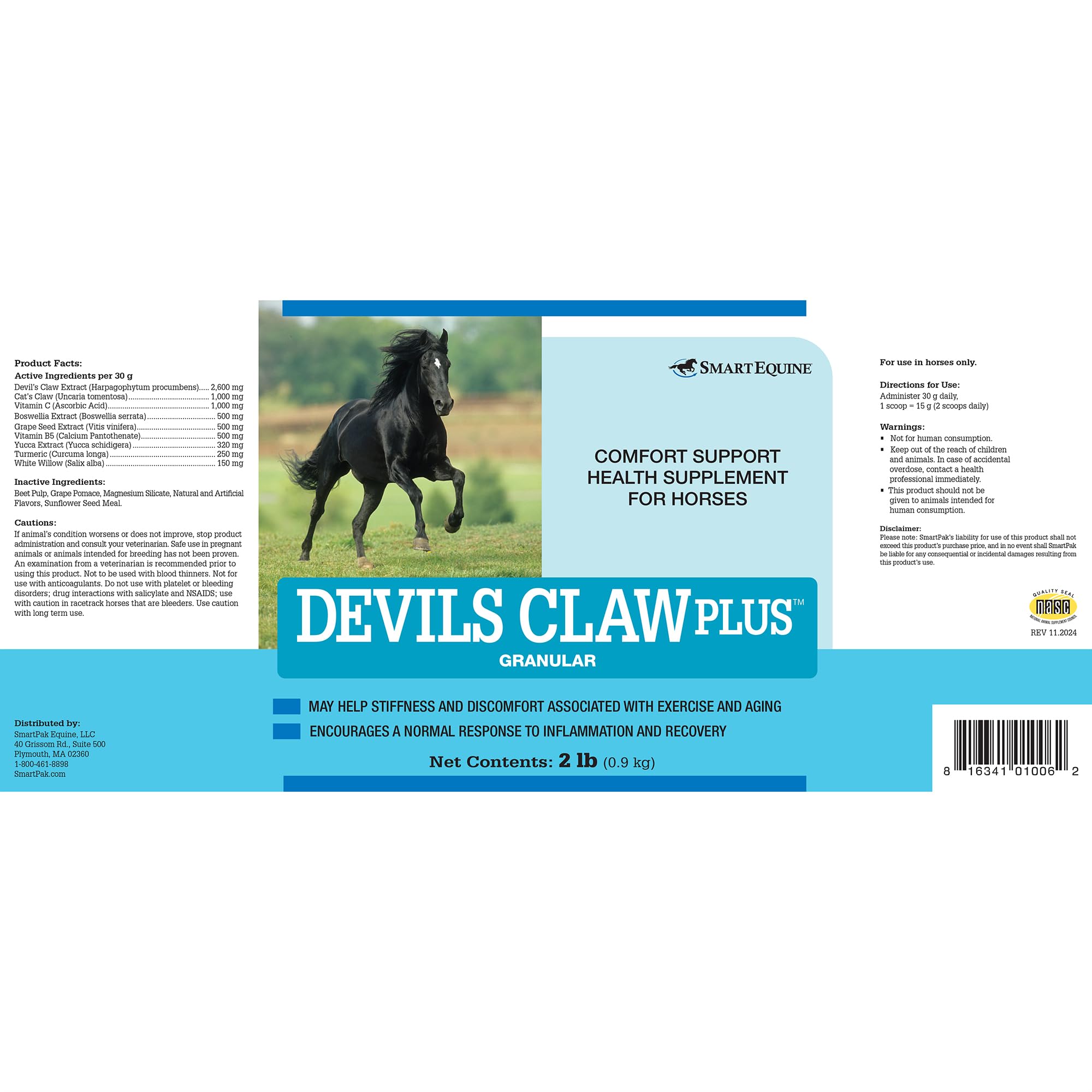 SmartEquine Devil's Claw Plus Granular dosing scoop ready for simple daily joint support