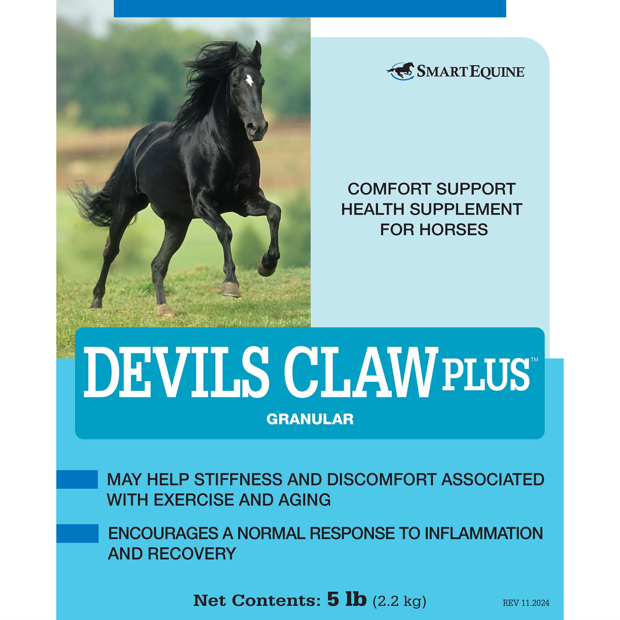 SmartEquine Devil's Claw Plus Granular powder close-up for smooth mixing into feed.