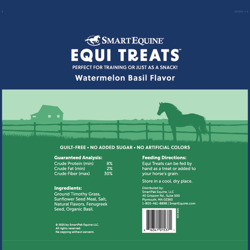 SmartEquine Equi Treats Watermelon Basil cookie close-up shows texture for rewards.