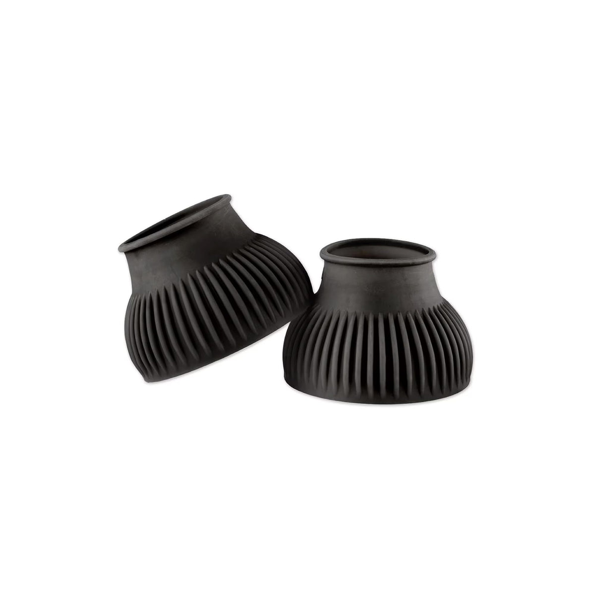 SmartEquine horse bell boots pull-on ribbed design for interference shielding during rides.