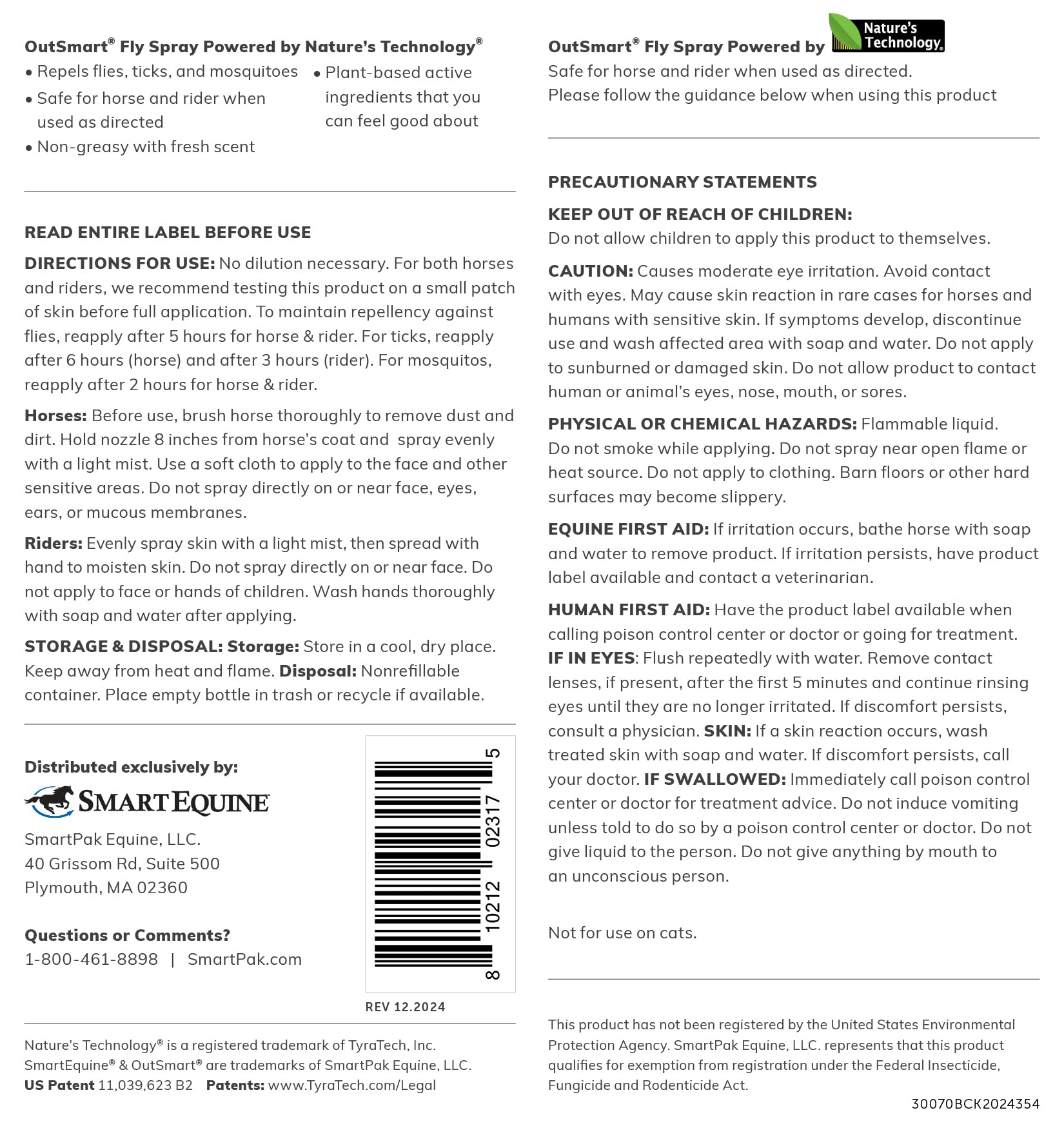 SmartEquine OutSmart Fly Spray on a horse during grooming deters insects.