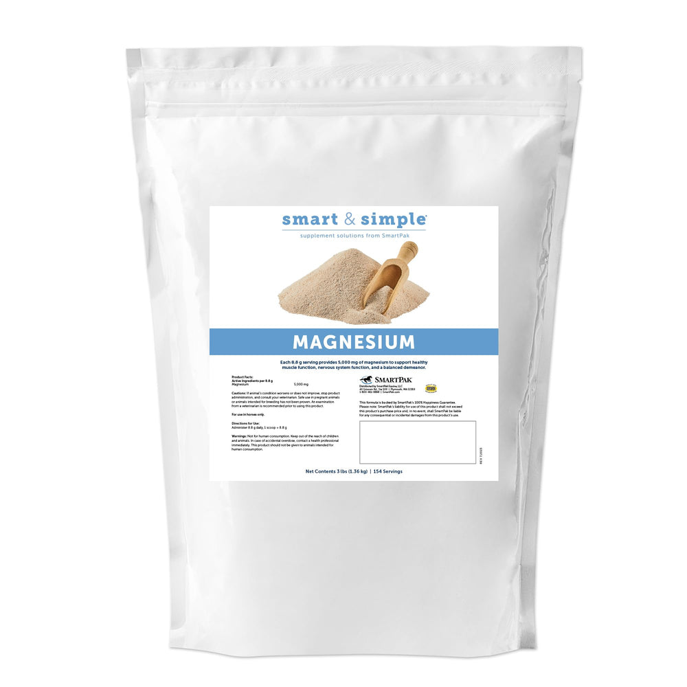 SmartEquine magnesium bottle pour highlights high concentration for daily maintenance