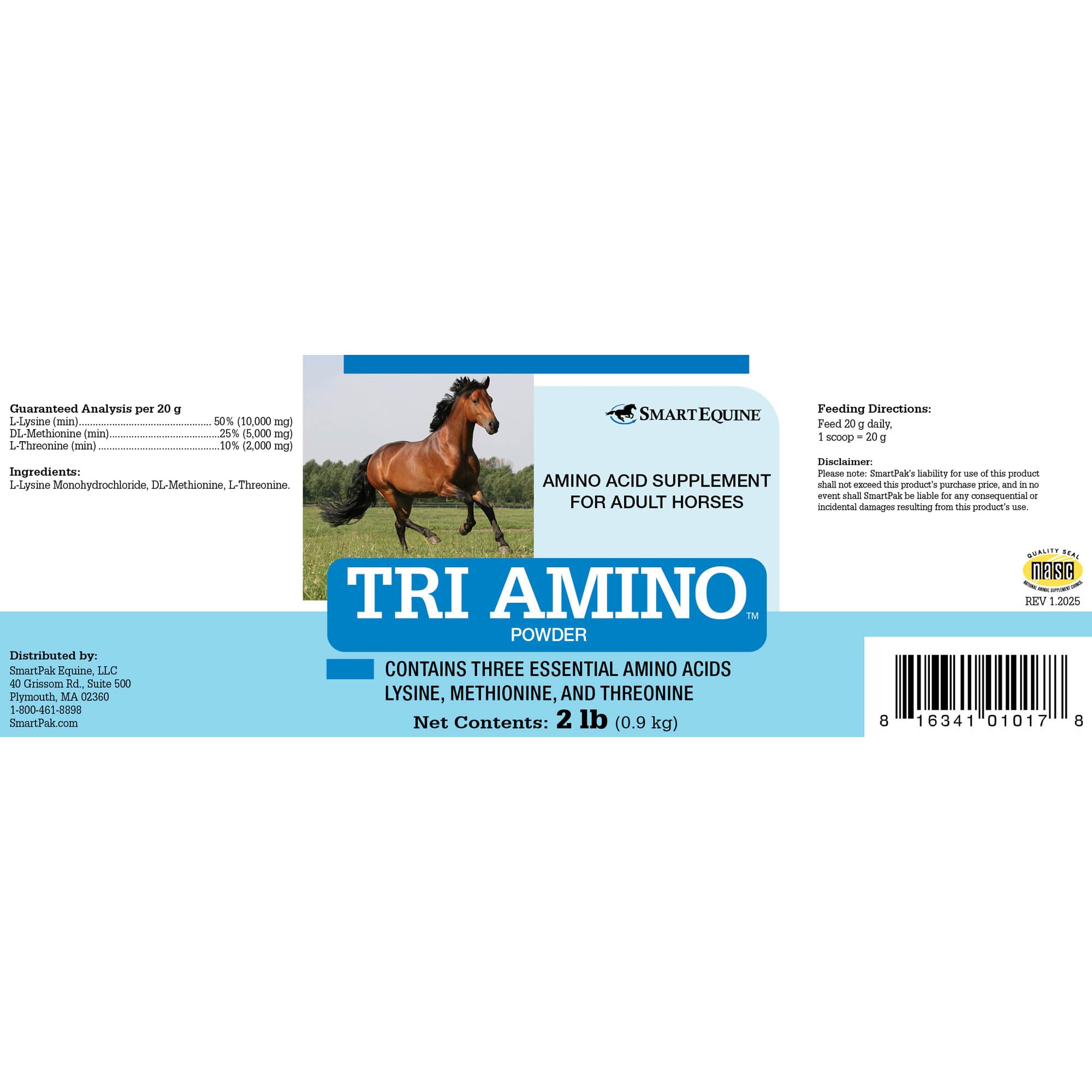 SmartEquine Tri Amino scoop measure demonstrates simple daily dosing for topline care