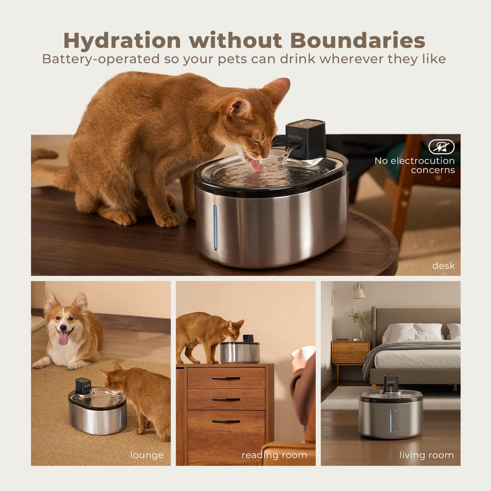 Smartoo 152oz capacity fountain for longer hydration between refills