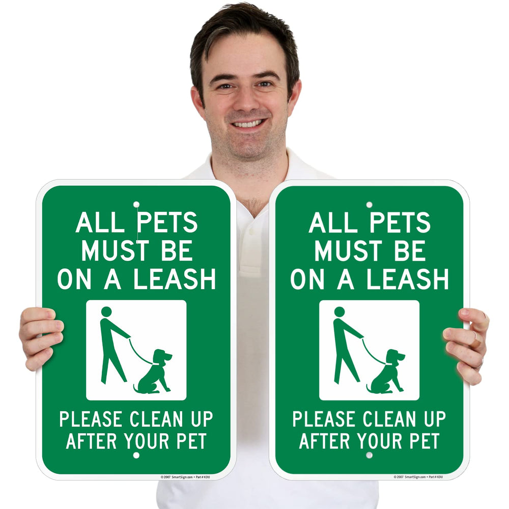 SmartSign All Pets Must Be On Leash sign 18x12 inch size ideal for gates and fences