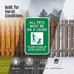 SmartSign All Pets Must Be On Leash sign 2-pack mounting holes for easy installation