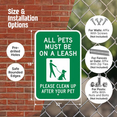 SmartSign All Pets Must Be On Leash sign rounded corners for safe handling and long life