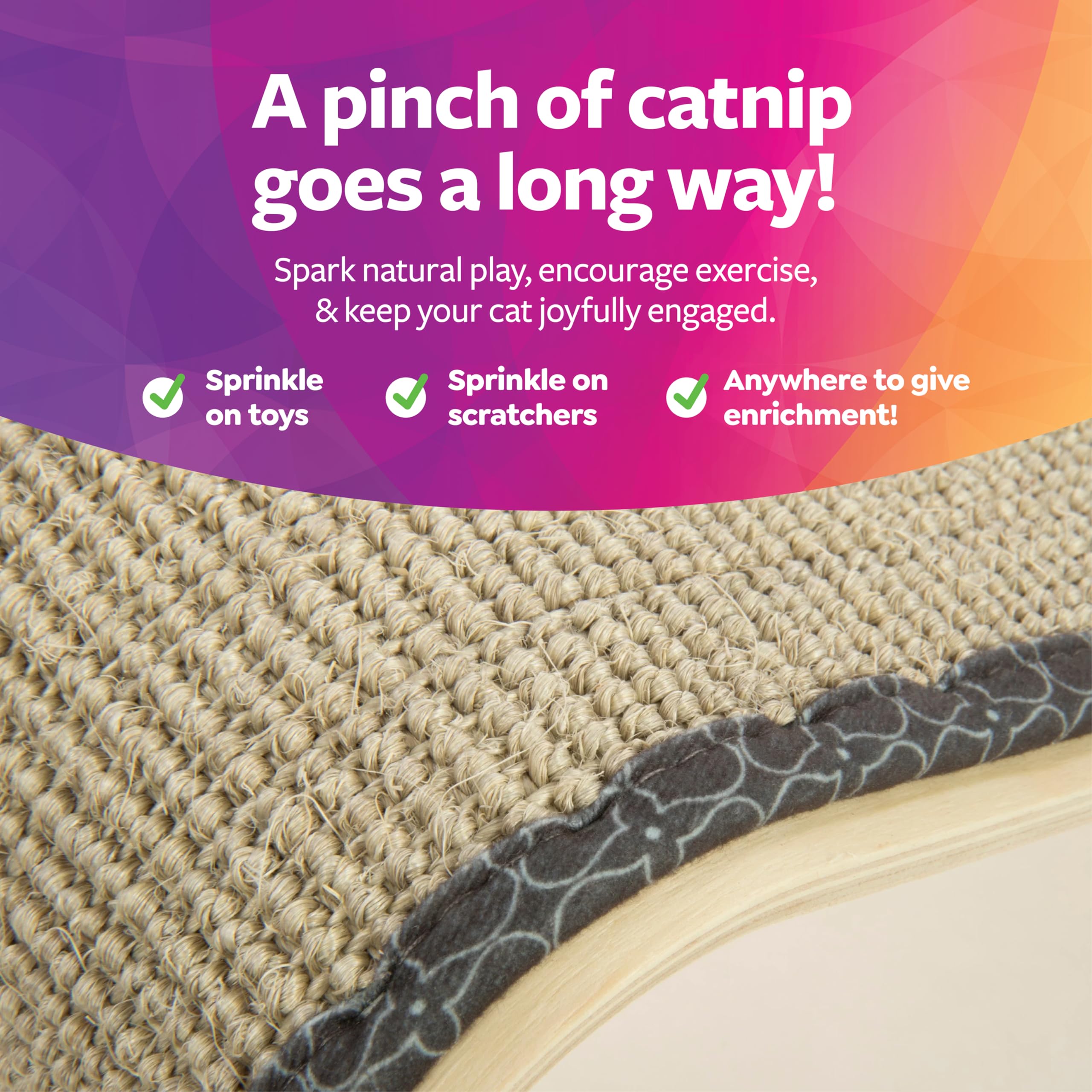SmartyKat Organic Catnip bag included to attract cats and encourage longer play.