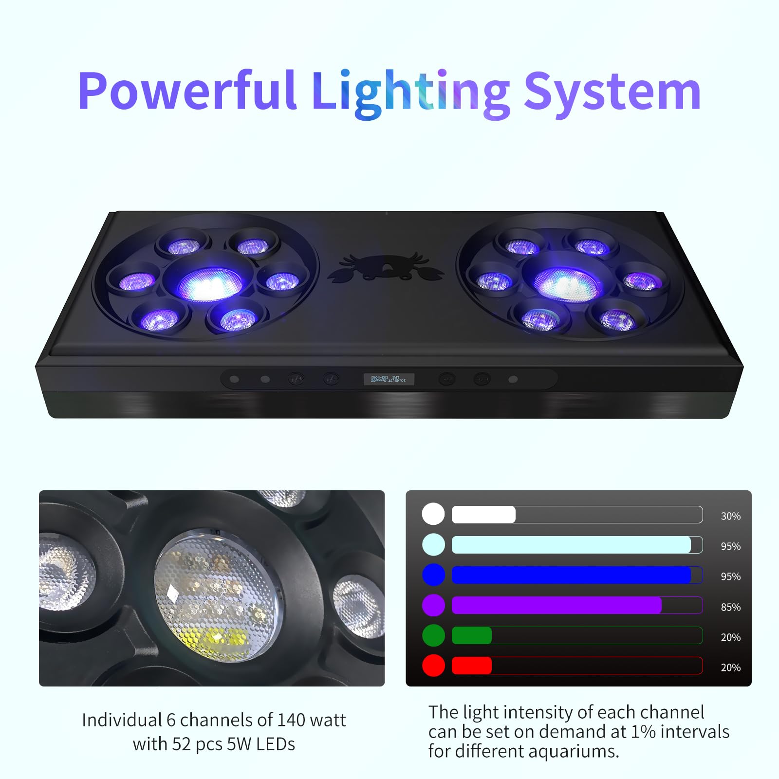SMATFARM reef light master-slave panel enables synchronized lighting across units.