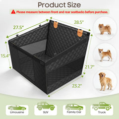 Smatto dog car seat showing generous size for large breeds for easy entry.