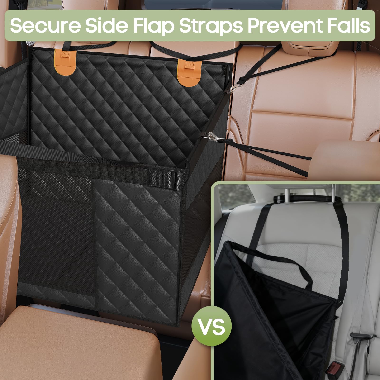 Smatto dog car seat side safety leashes prevent pet movement during travel.