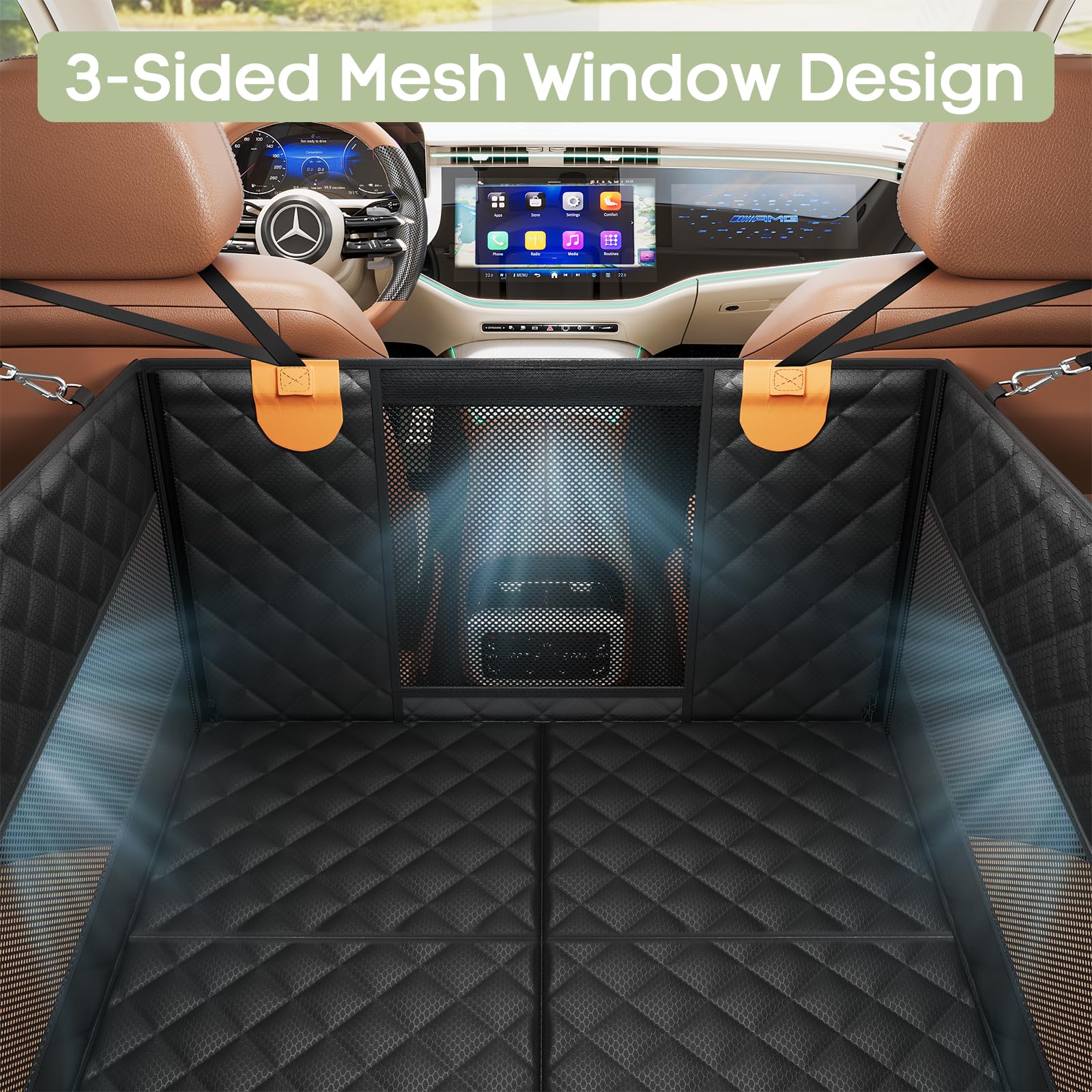 Smatto dog car seat three sided ventilation for airflow and comfort.