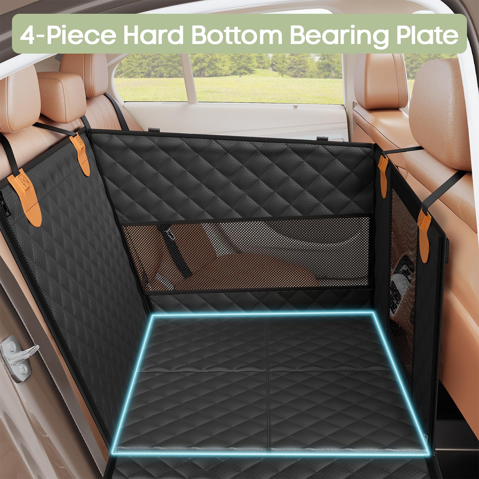 Smatto dog car seat waterproof 600D fabric protects car interior from mess.