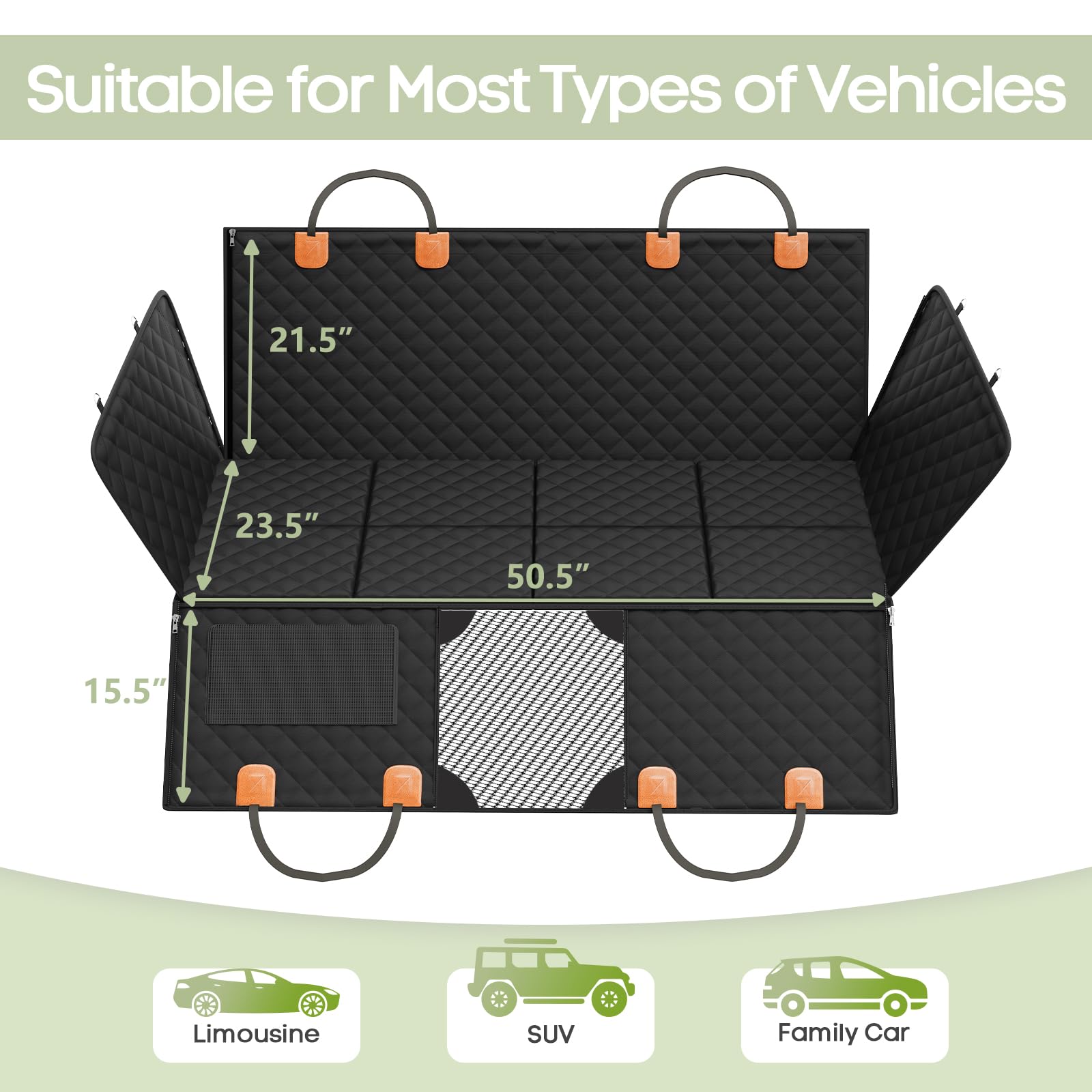 Smatto dog hammock with mesh window for airflow and visibility during trips.