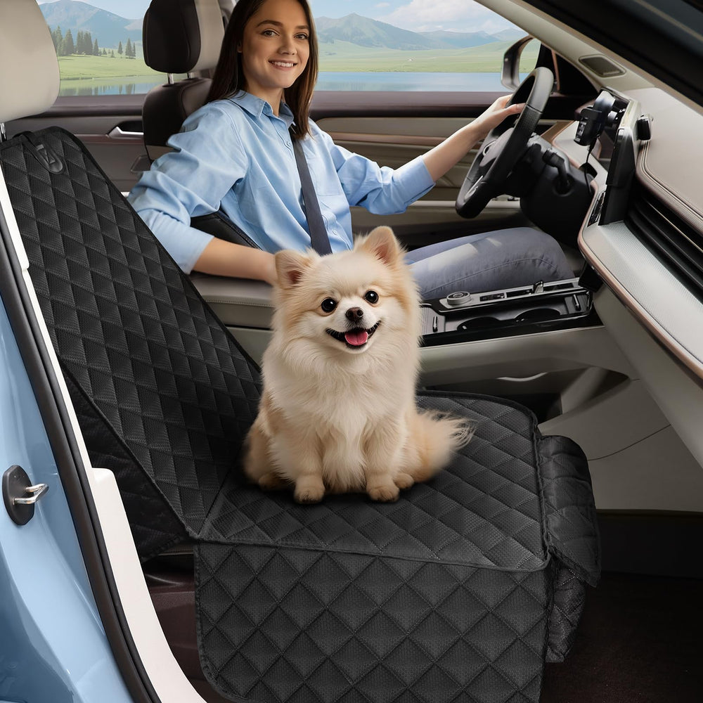 Smatto front seat cover protects interiors from fur, urine, and scratches.