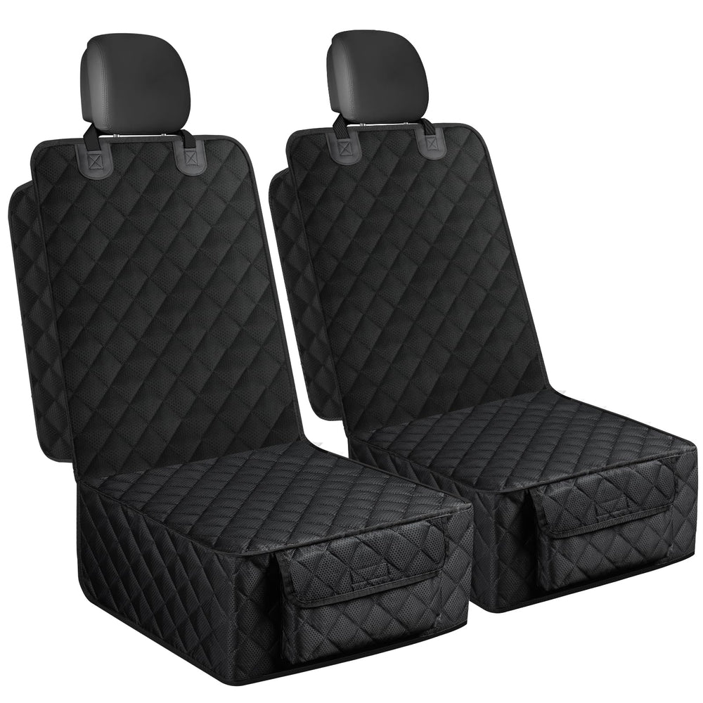 Smatto dog seat cover front waterproof surface protects seats from spills and fur.