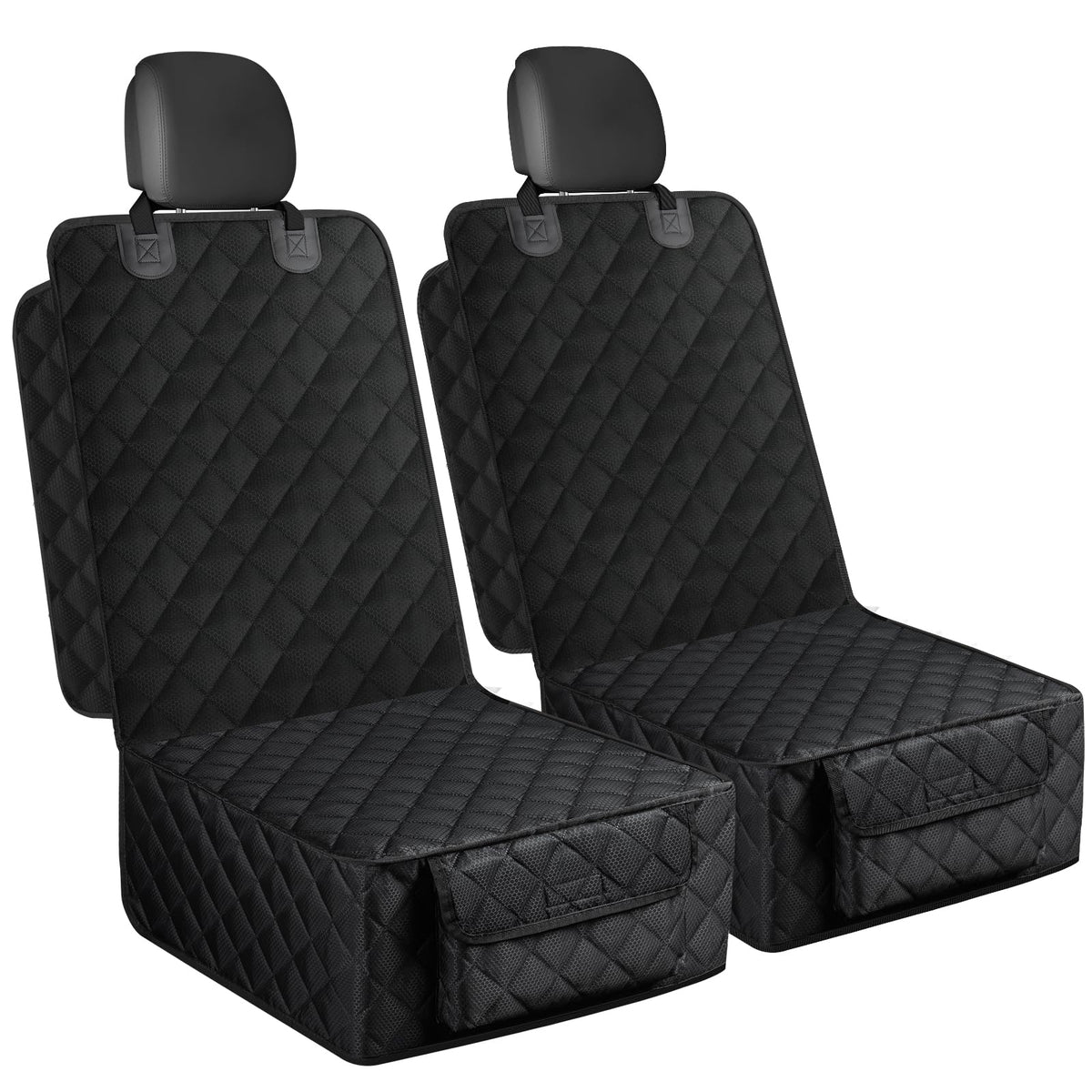 Smatto dog seat cover front waterproof surface protects seats from spills and fur.