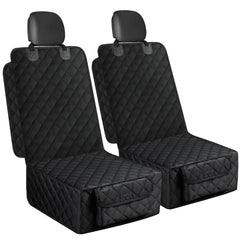 Smatto dog seat cover front waterproof surface protects seats from spills and fur.