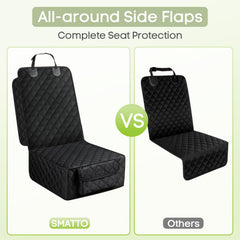 Smatto dog seat cover with large pocket keeps toys and leashes within reach.
