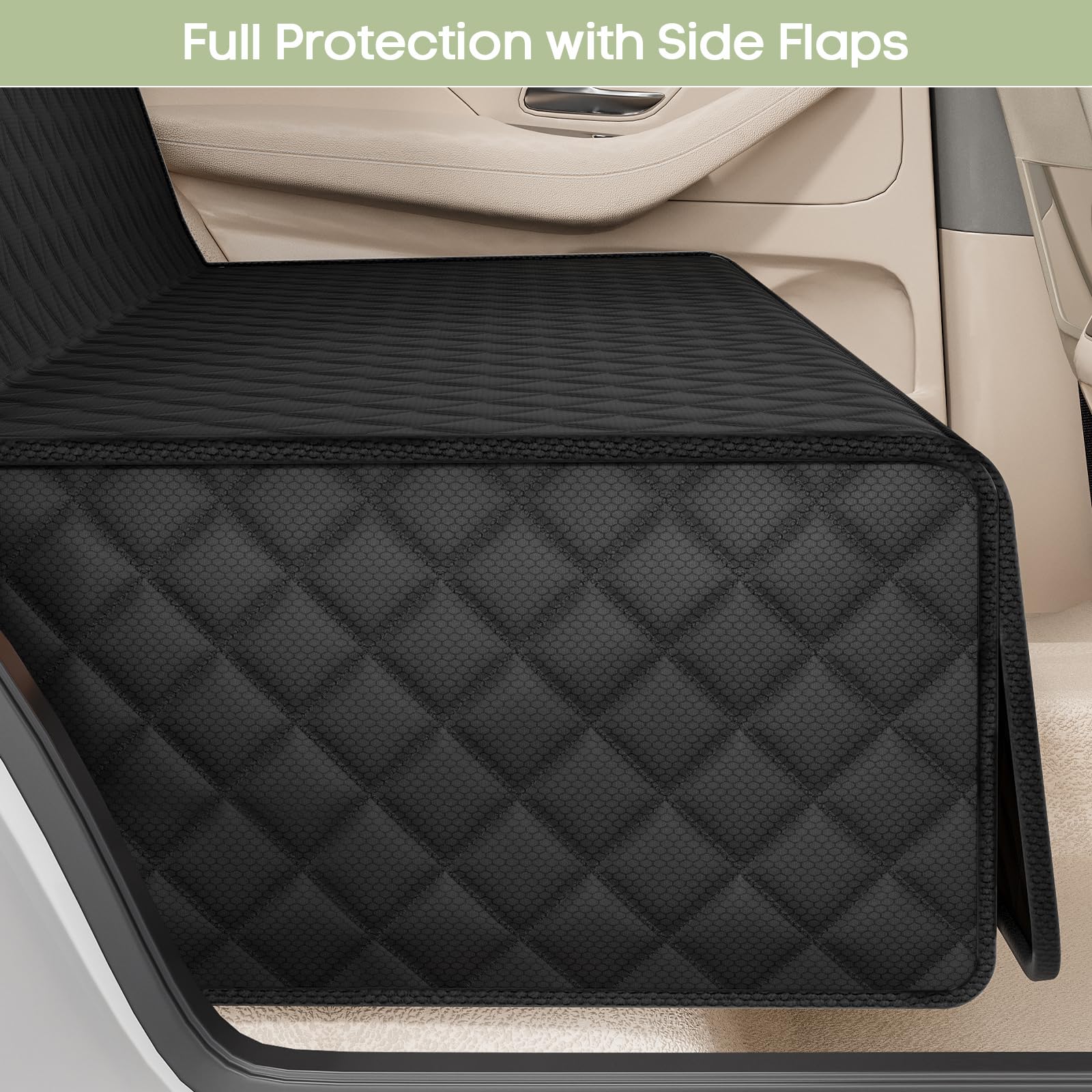 Smatto dog seat cover enabling safe seat belt and child seat access