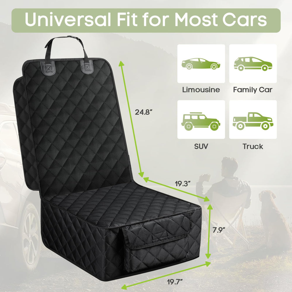 Smatto dog seat cover side flaps protect seat edges during trips.