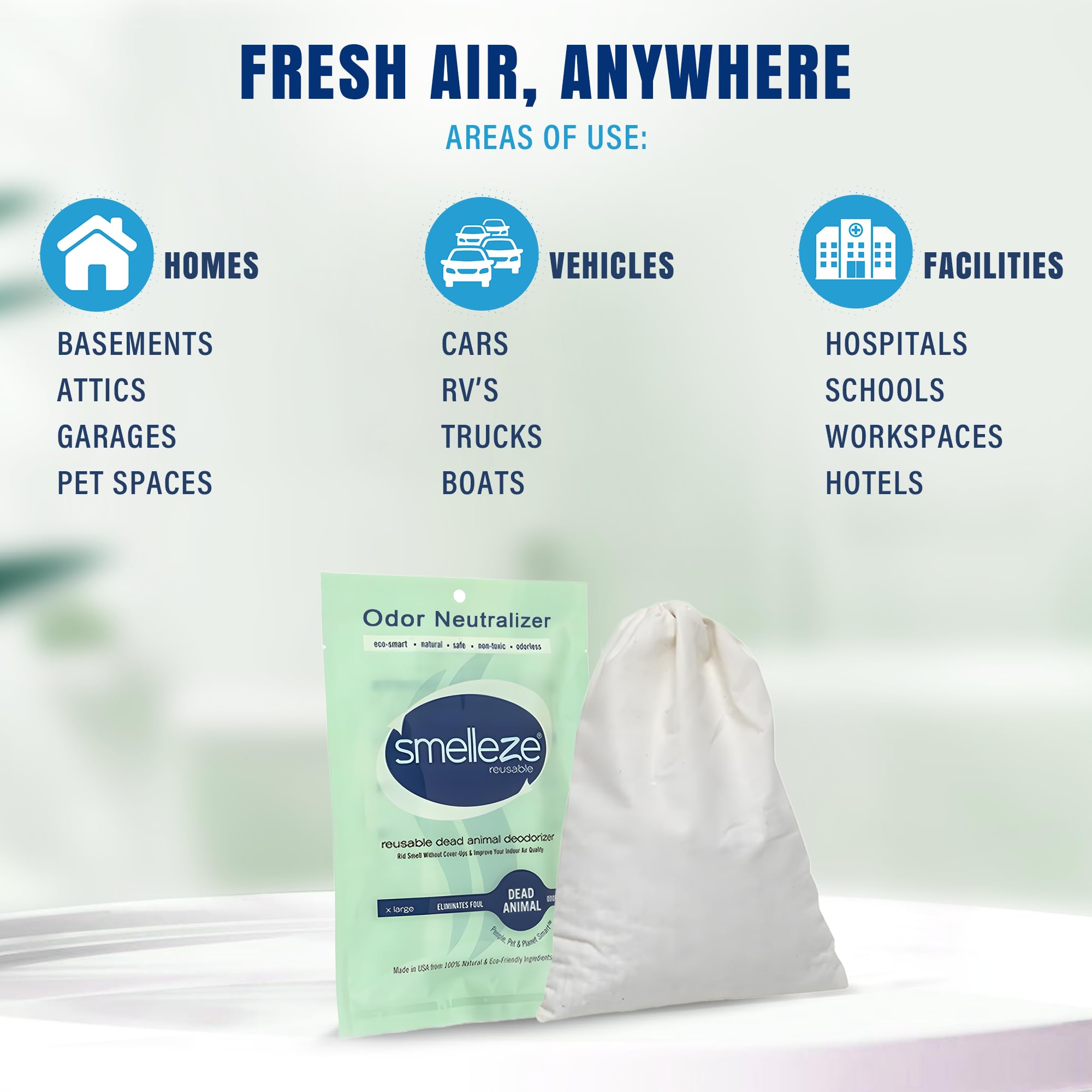 SMELLEZE fragrance-free-odor-eliminator fragrance-free for safe homes