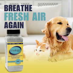 SMELLEZE granules for absorption illustration showing long-lasting odor removal.