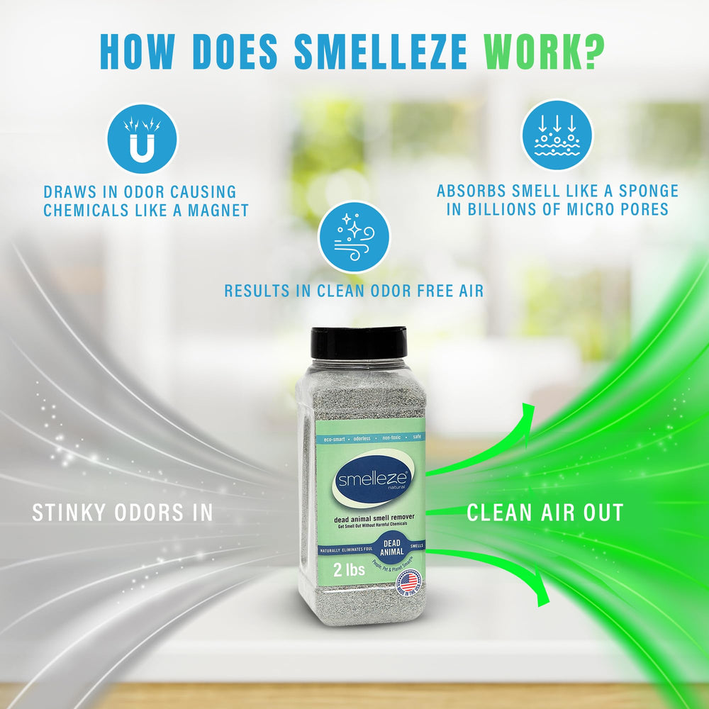 SMELLEZE granules close-up texture for odor absorption.