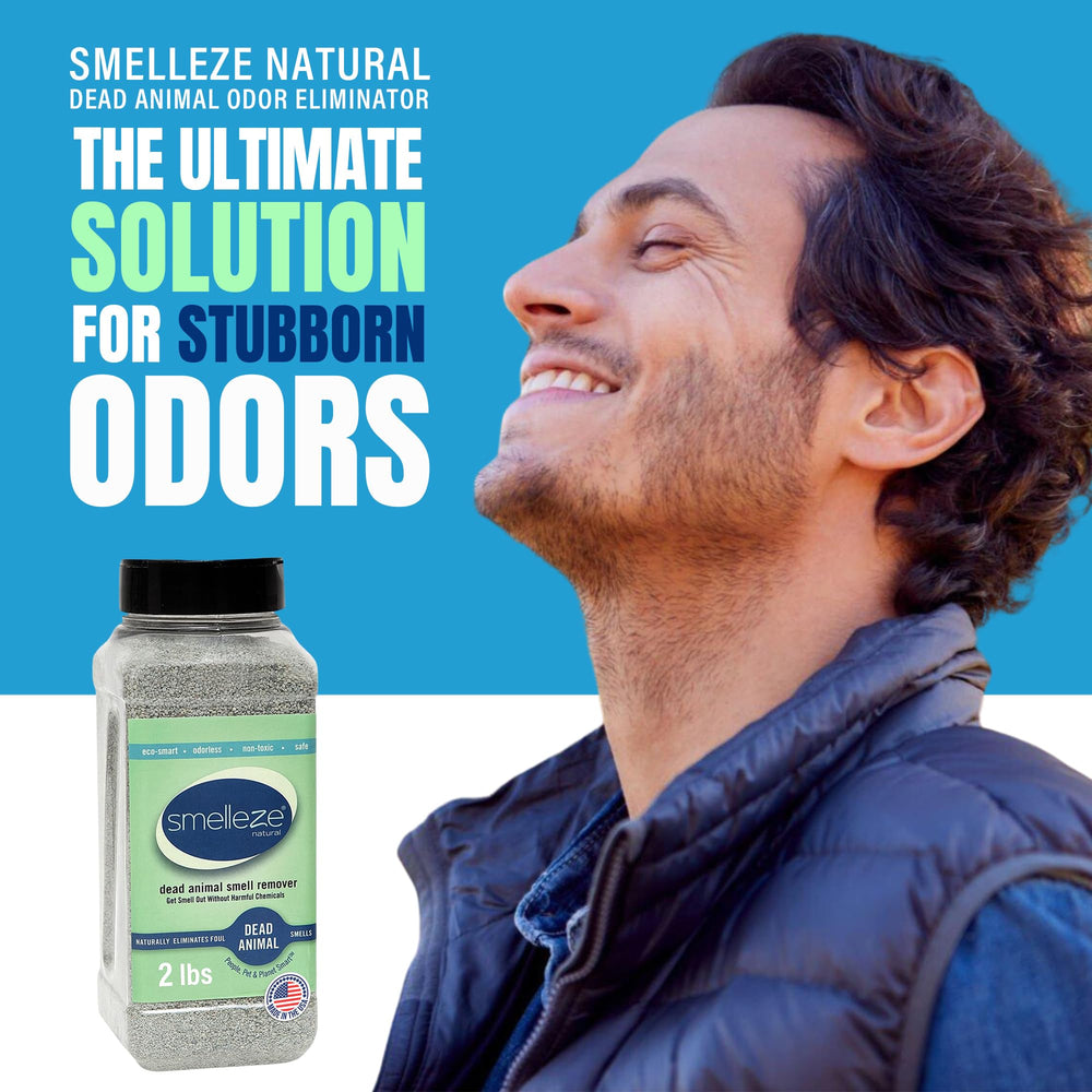 SMELLEZE granules sprinkled to absorb indoor odors at the source.