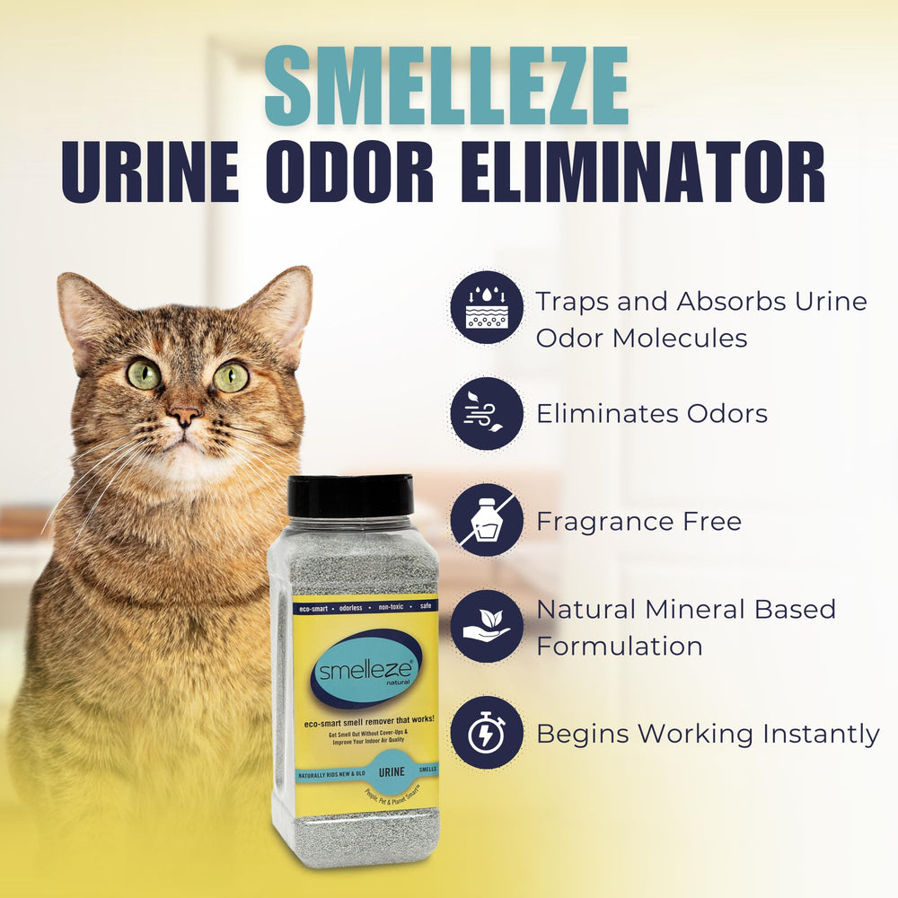 SMELLEZE indoor outdoor usage scene demonstrates versatile odor control for urine and spills.