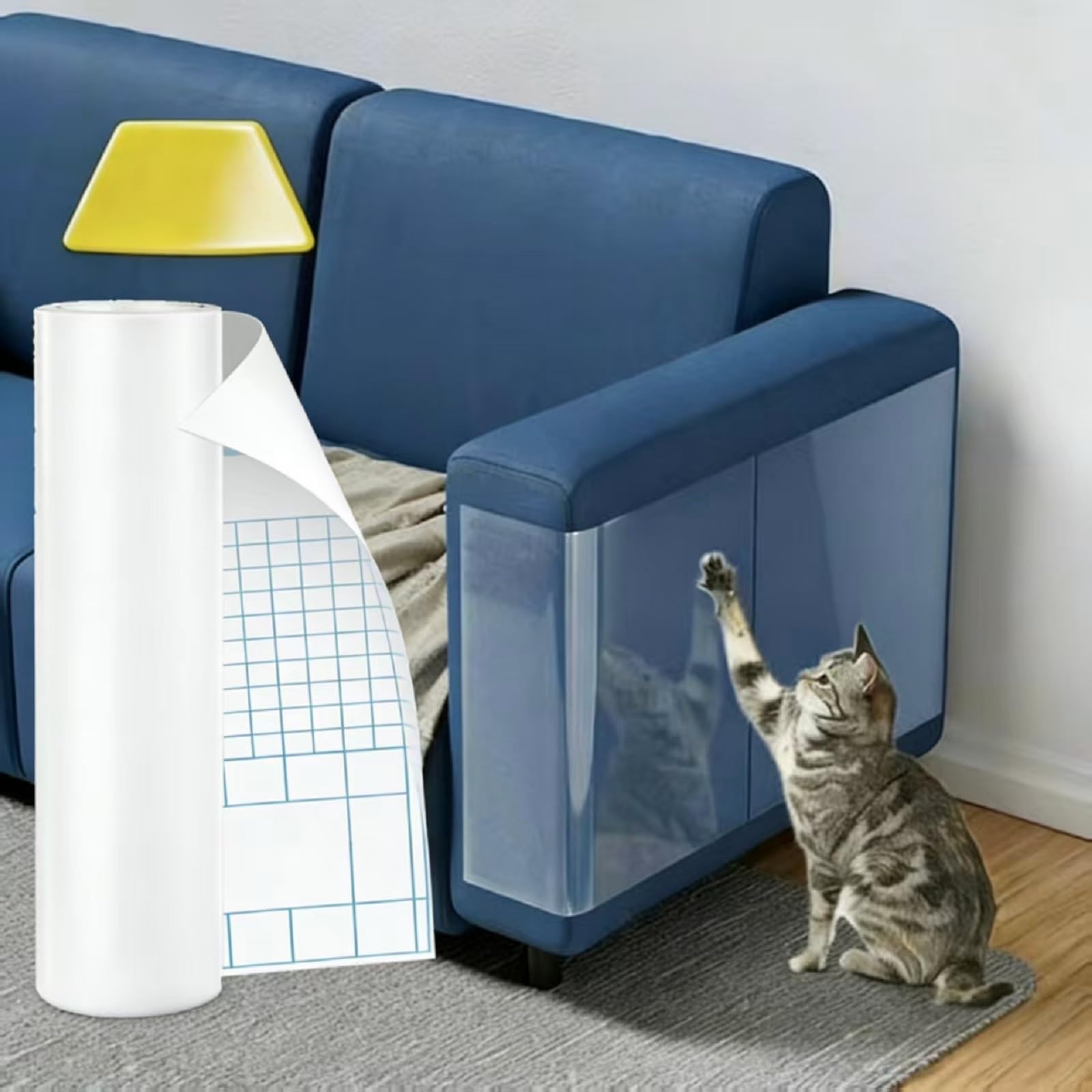 Smerdu cat scratch tape extra large roll protects furniture with clear film.
