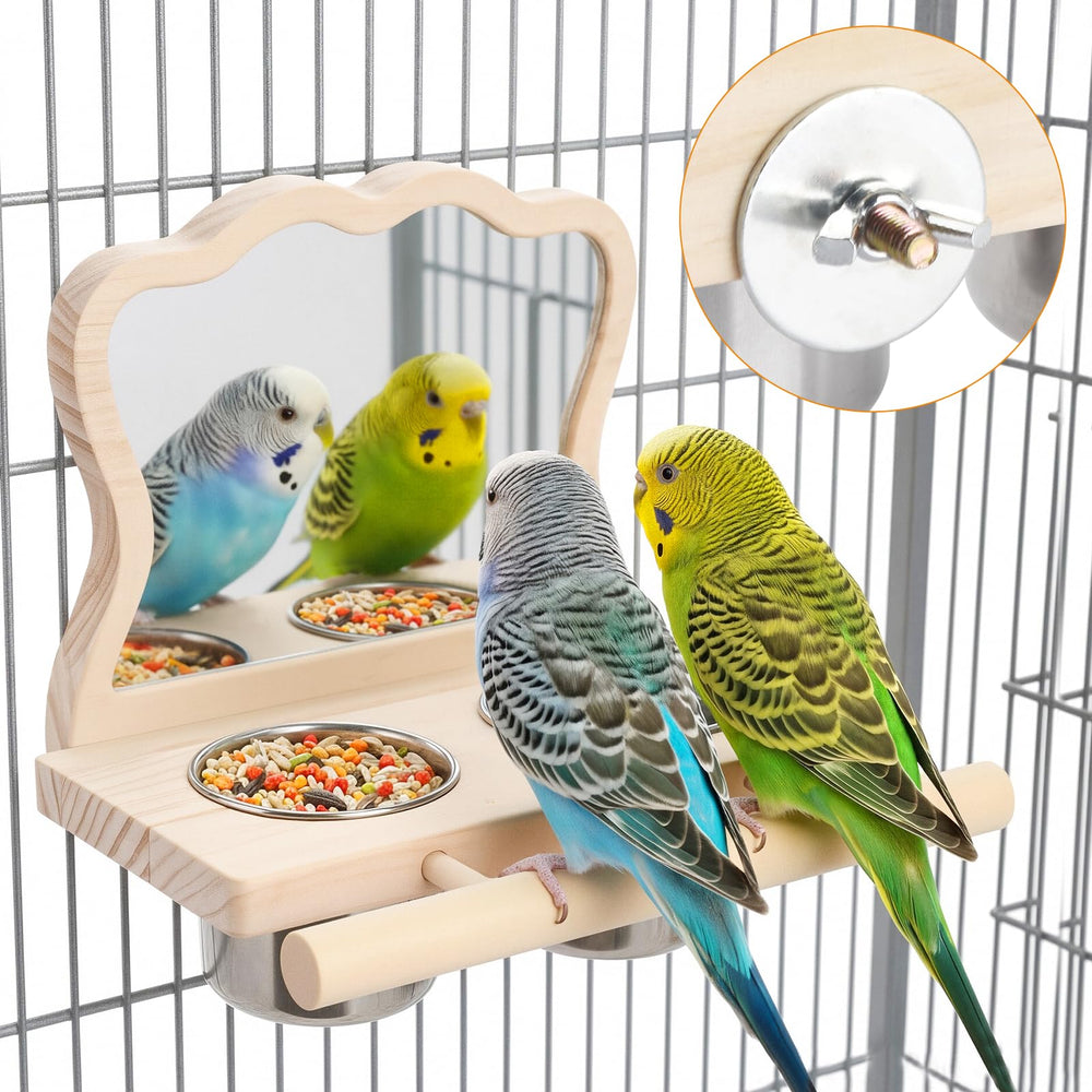 SMICEM bird perch platform mirror offers interactive enrichment for curious birds.