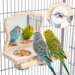 SMICEM bird perch platform mirror offers interactive enrichment for curious birds.